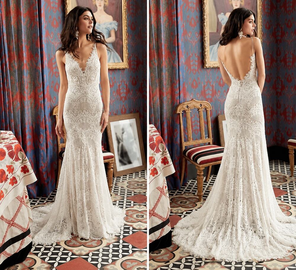 Wtoo by Watters Miko Ivory Lace Wedding Bridal Gown Sample Dress Size 10